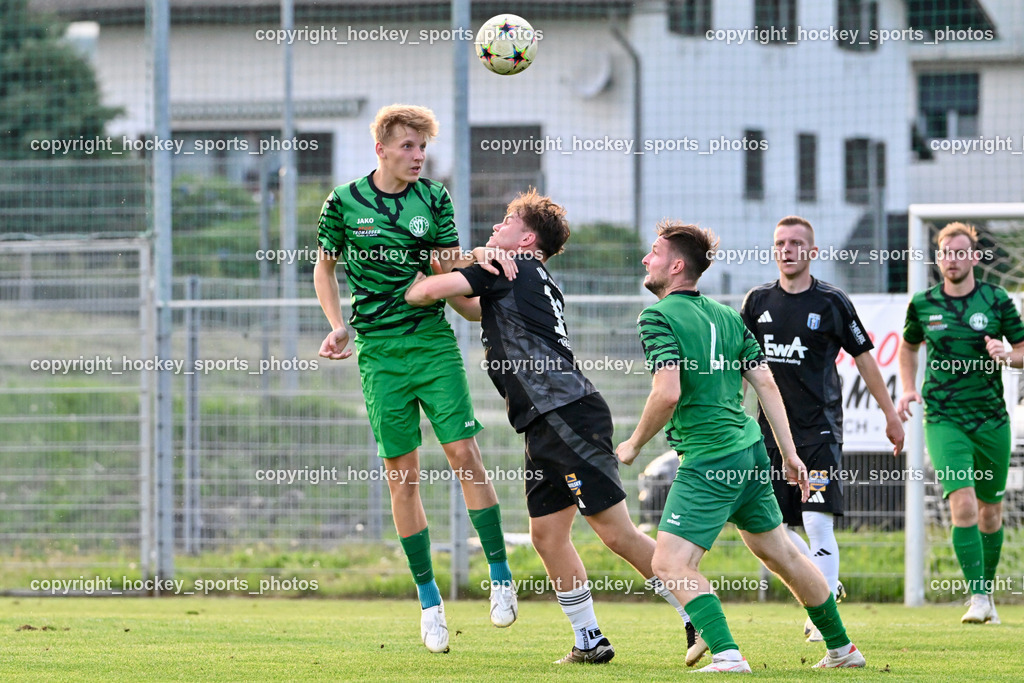 SC Landskron vs. Thal Assling  | #23 Jonas Jakob Armin Steinwender SC Landskron, #11 Pascal Oliver Kofler Thal Assling, #4 Ingo Mailänder SC Landskron, SC Landskron vs. Thal Assling , SC Landskron vs. Thal Assling  am 09.08.2024 in Villach (Sportanlage Landskron), Austria, (Photo by Bernd Stefan)