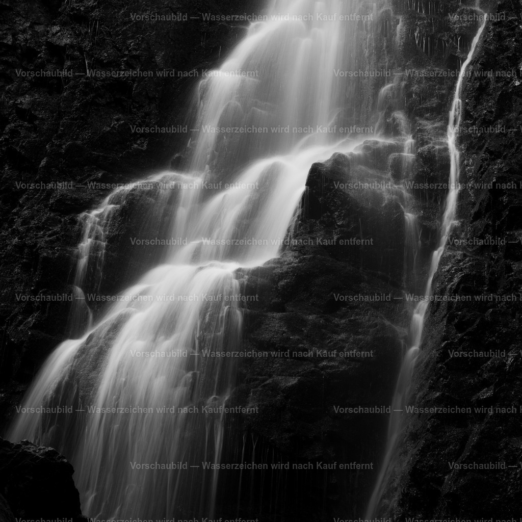 Burgbachwasserfall in schwarzweiss | im Schwarzwald - Realisiert mit Pictrs.com