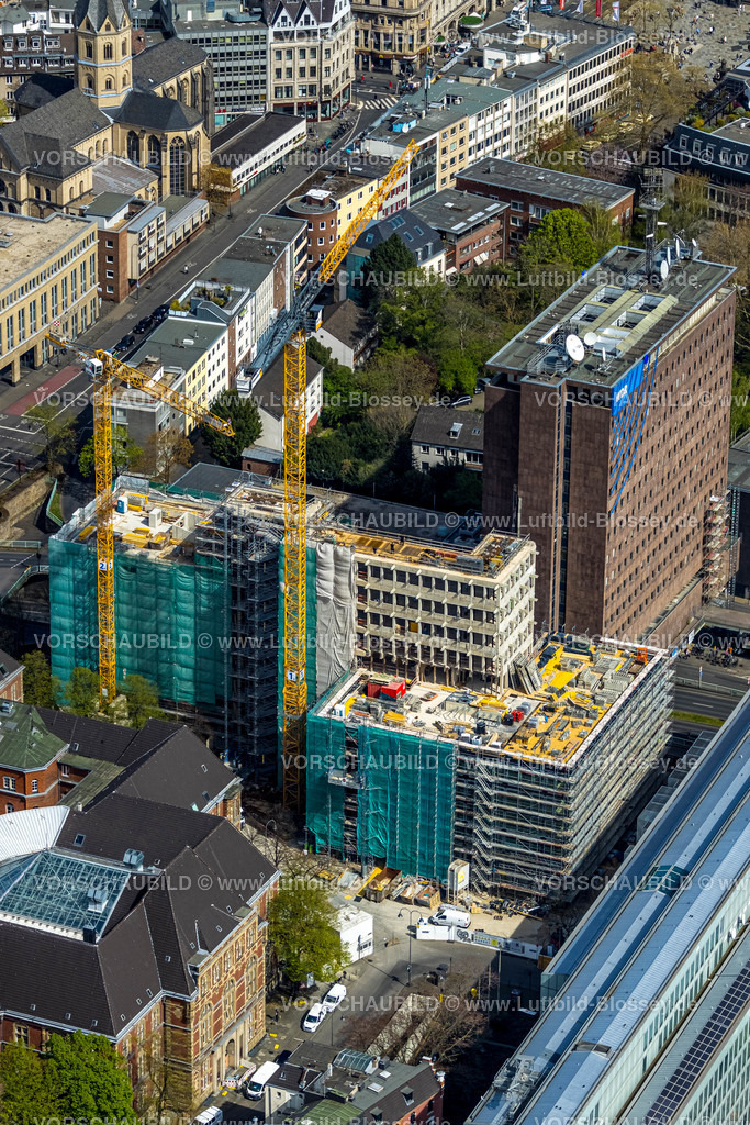 Koeln220403430-2 | Luftbild, Baustelle und Sanierung des WDR Filmhauses am Appellhofplatz Westdeutscher Rundfunk Köln, Altstadt, Köln, Rheinland, Nordrhein-Westfalen, Deutschland