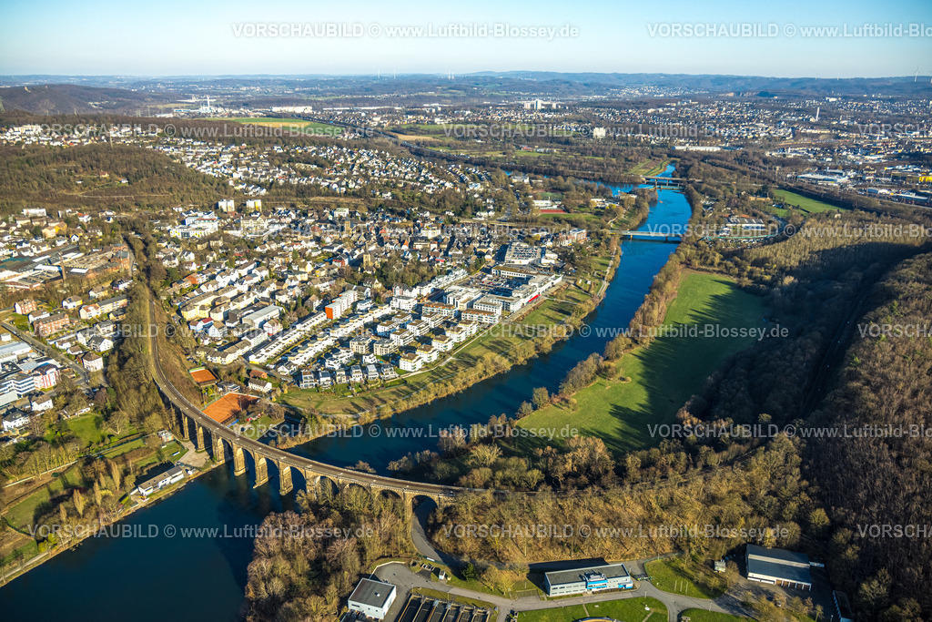 Herdecke260304426 | Luftbild, Quartier Ruhraue mit exclusiver Wohnlage am Fluss Ruhr, Ruhrviadukt Herdecke, Blick über Herdecke, Ruhrgebiet, Nordrhein-Westfalen, Deutschland