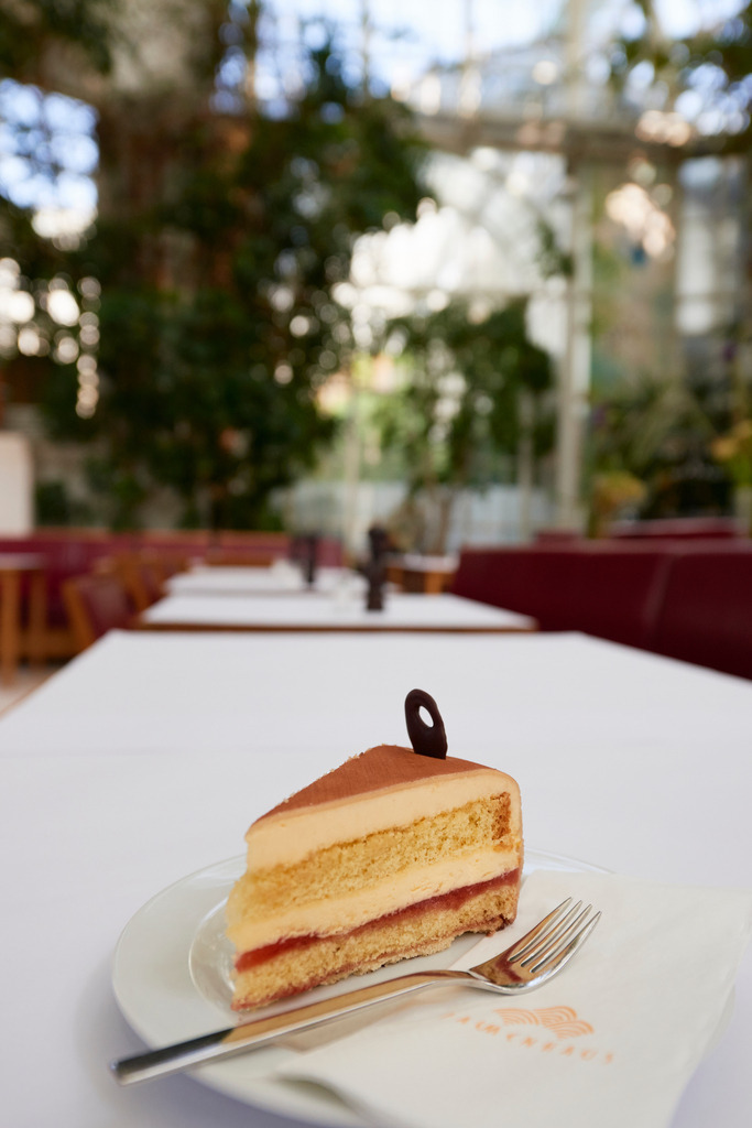 Palmenhaustorte | Wien, Austria - August 22, 2017: Cafe Palmenhaus, Palmenhaustorte auf dem Tisch. - Realisiert mit Pictrs.com