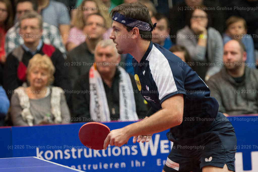 TTBL TTC Fulda-Maberzell vs. Borussia Duesseldorf | Timo BOLL (Borussia Duesseldorfl); TTBL TTC Fulda-Maberzell vs. Borussia Duesseldorf, Tischtennis-Bundesliga - 12. Spieltag am 21.01.2018 in der Hubtex Arena in Fulda, (Deutschland) - Realisiert mit Pictrs.com