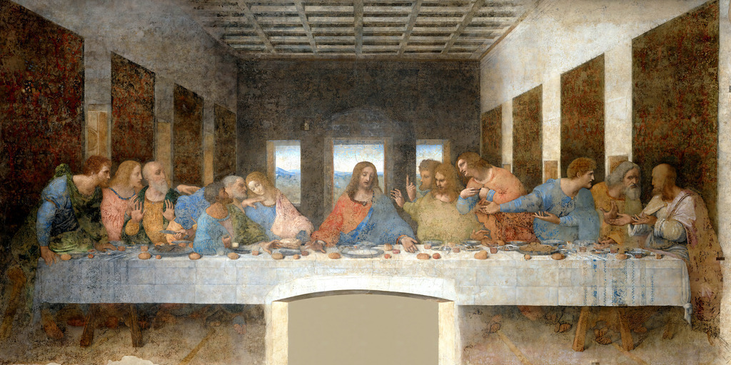 2502012 - Leonardo Da Vinci - Das letzte Abendmahl | Moderne Wandbilder auf Leinwand, Acylglas, Alu-Dibond oder als Poster. Tauchen Sie ein in die Welt KI-generierter Kunstwerke - entdecken Sie hochwertige Kunstdrucke unserer Gemälde, Illustrationen und fotorealistischen Motive.