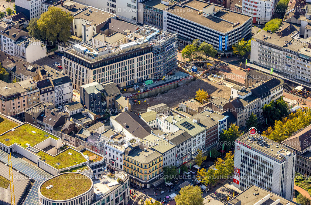 Duisburg241004000 | Luftbild, Duisburg-Mitte, Baustelle Torhaus Süd im Geschäftsviertel Düsseldorfer Straße Ecke Königstraße, Baustelle der Zech Bau, Kaufhof, Dellviertel, Duisburg, Ruhrgebiet, Nordrhein-Westfalen, Deutschland