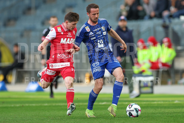 Grazer AK 1902 vs RZ Pellets WAC – Austrian Bundesliga | Graz, Austria, 14.Mar.26 - SOCCER - ADMIRAL Bundesliga, Grazer AK 1902 vs RZ Pellets WAC. The image shows Thorsten Schriebl (GAK) and Rene Renner (WAC).     