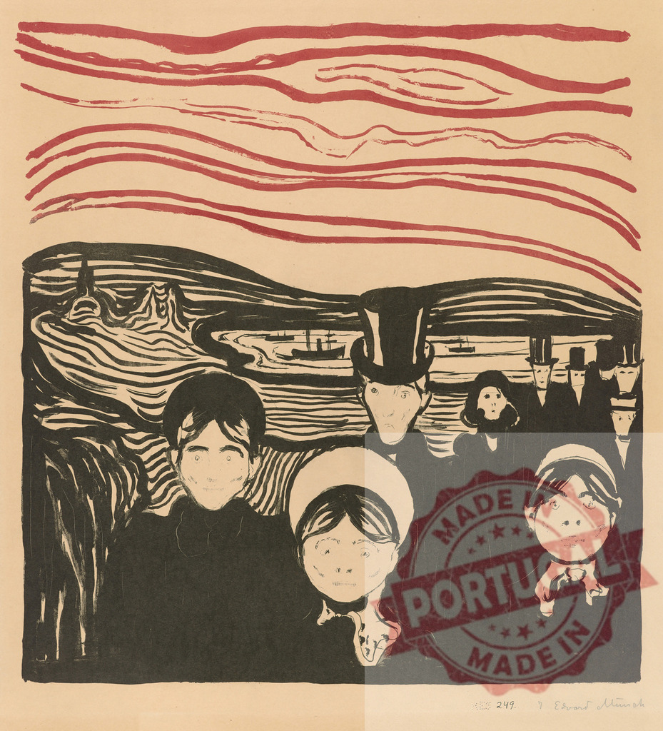 Edvard Munch's Anxiety woodcut featuring a distressed crowd | Edvard Munch Edvard Munch's woodcut portraying a crowd showing varying degrees of despair and unease - Realisiert mit Pictrs.com