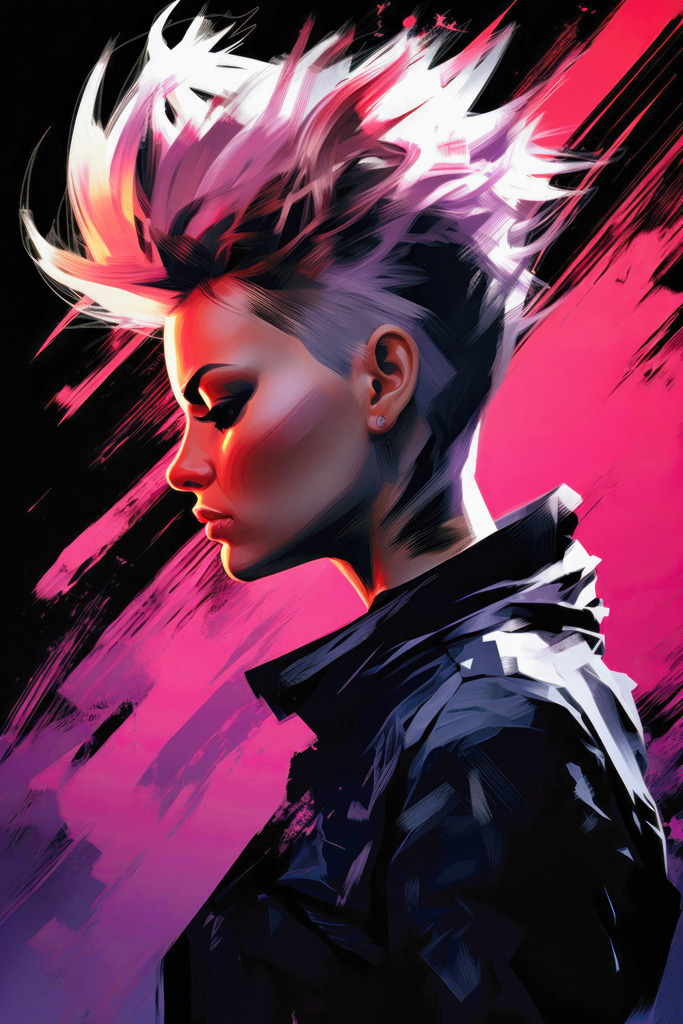 2310015 - Cyberpunk | Eine Frau im stylishen pinken Cyberpunk Look.