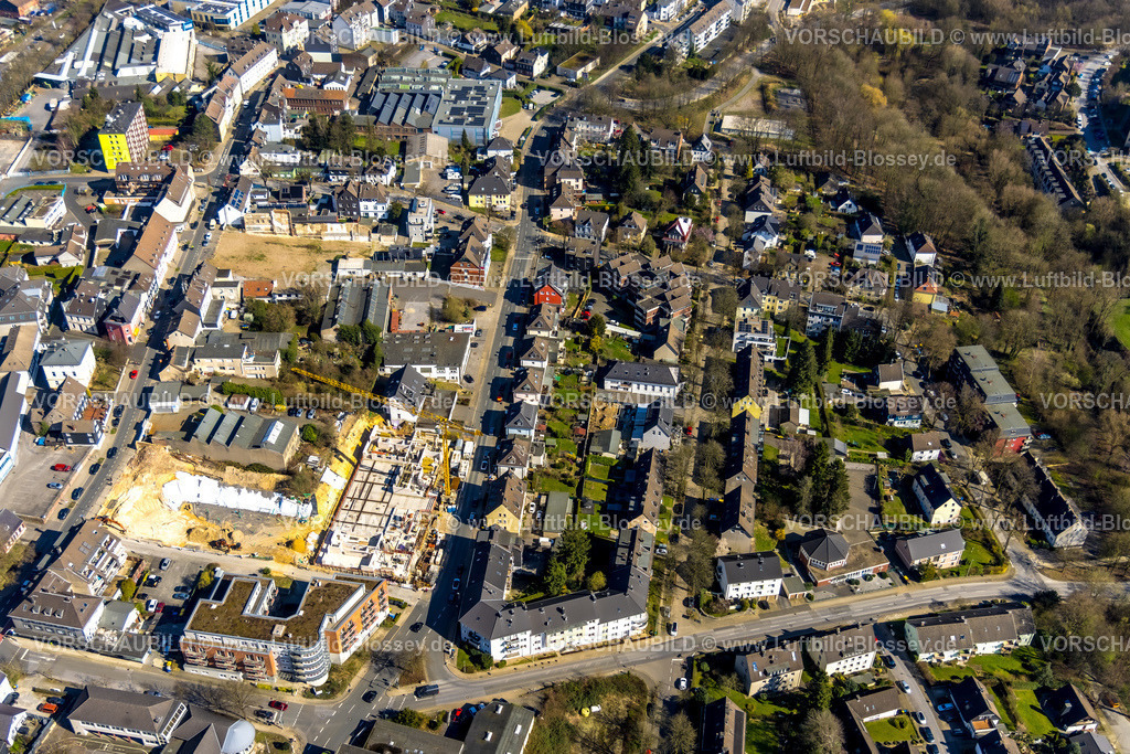 Heiligenhaus240301976 | Luftbild, Wohngebiet und Seniorenheim Domizil Heiligenhaus am Südring, Baustelle am Südring, Leubeck, Heiligenhaus, Ruhrgebiet, Nordrhein-Westfalen, Deutschland