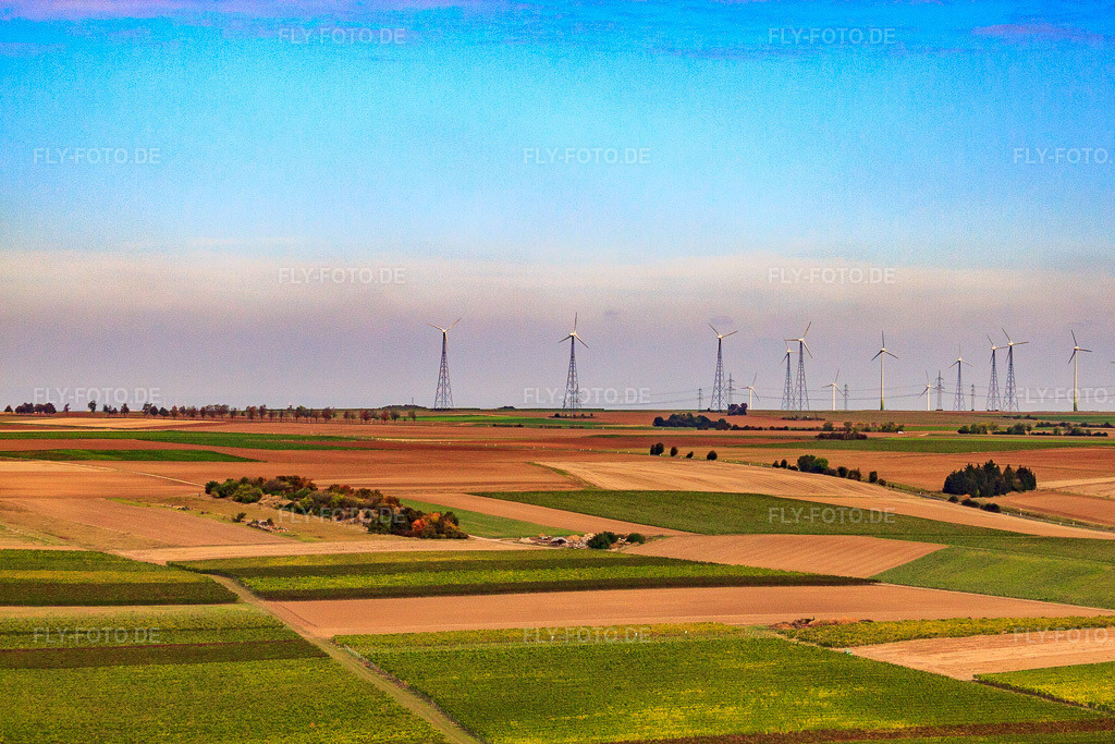 Luftbild: Windpark von Süden in Eppelsheim im Bundesland Rheinland-Pfalz in Deutschland. Foto: IMG_21677.jpg vom 09.10.2009 durch Werner Riehm/FLY-FOTO.de