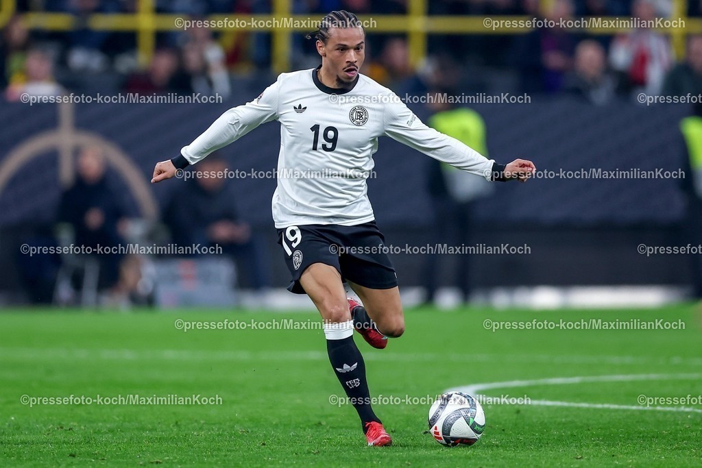 DFB23032502200 | 23.03.2025, Fußball, Viertelfinale UEFA Nations League, Deutschland - Italien, Signal Iduna Park, Saison 2024 2025: Leroy Sane (GER #19) DFB regulations prohibit any use of photographs as image sequences and or quasi-video.
