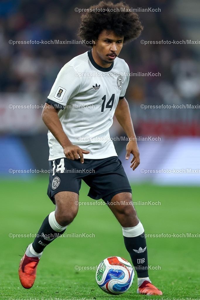 DFB10102502177 | 10.10.2025, Fußball, Länderspiel, Deutschland - Luxemburg, UEFA WM-Qualifikation, 2025/2026, Gruppe A, PreZero Arena in Sinsheim: Karim Adeyemi (GER #14) DFB regulations prohibit any use of photographs as image sequences and or quasi-video.