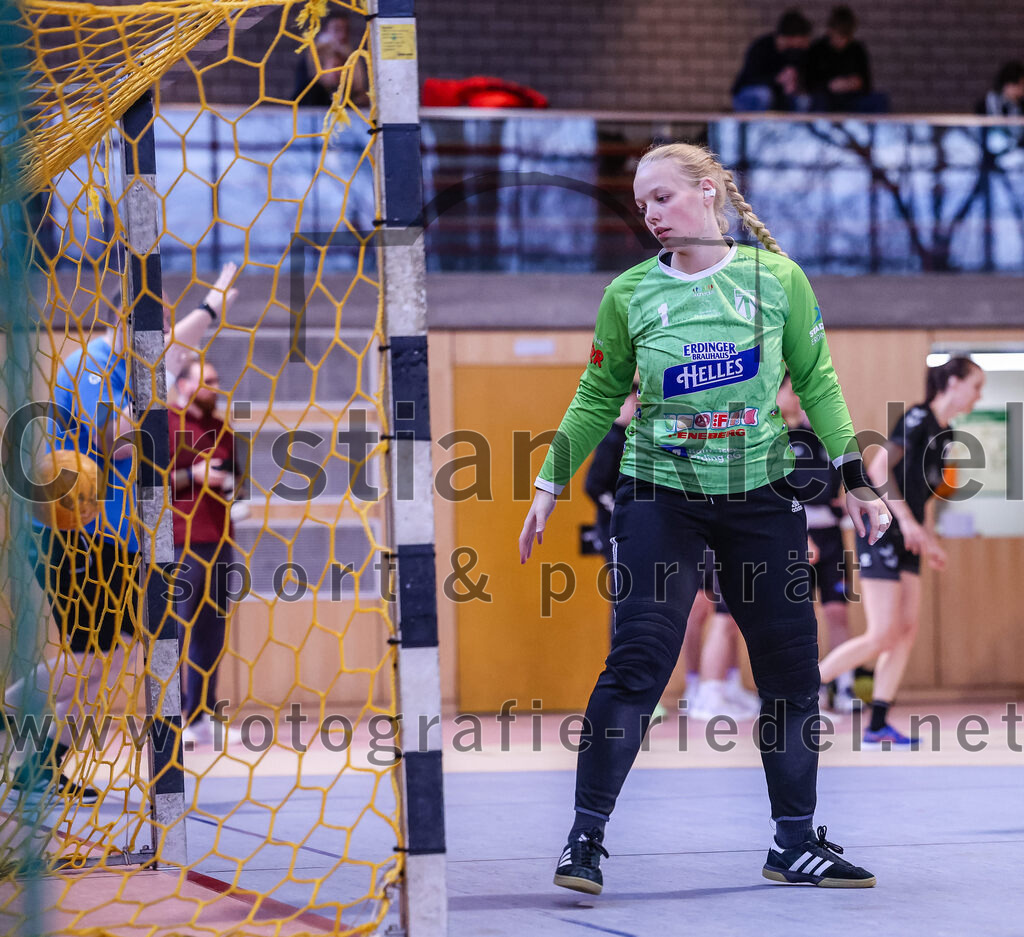 2024-12-14_116_SpVgg_Altenerding_gegen_SVA_Palzing | Erding, Deutschland, 14.12.2024:Handball, Bezirksoberliga Frauen Altbayern 2024 / 2024, 9. Spieltag, SpVgg Altenerding gegen SVA Palzing, Endergebnis: 20:30Torfrau Hanna Obermair (SpVgg Altenerding, #1)Foto: Christian Riedel / fotografie-riedel.net