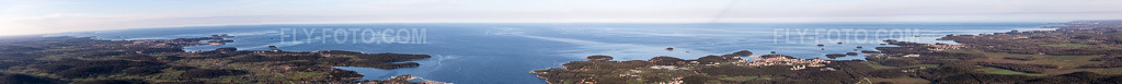 Aerial view: Panorama in Flengi in the state Gespanschaft Istrien, Croatia.Photo: IMG_106297-Pano.jpg taken on 04/14/2018 by Werner Riehm/FLY-FOTO.comResolution of the original: 39363 x 2958 px