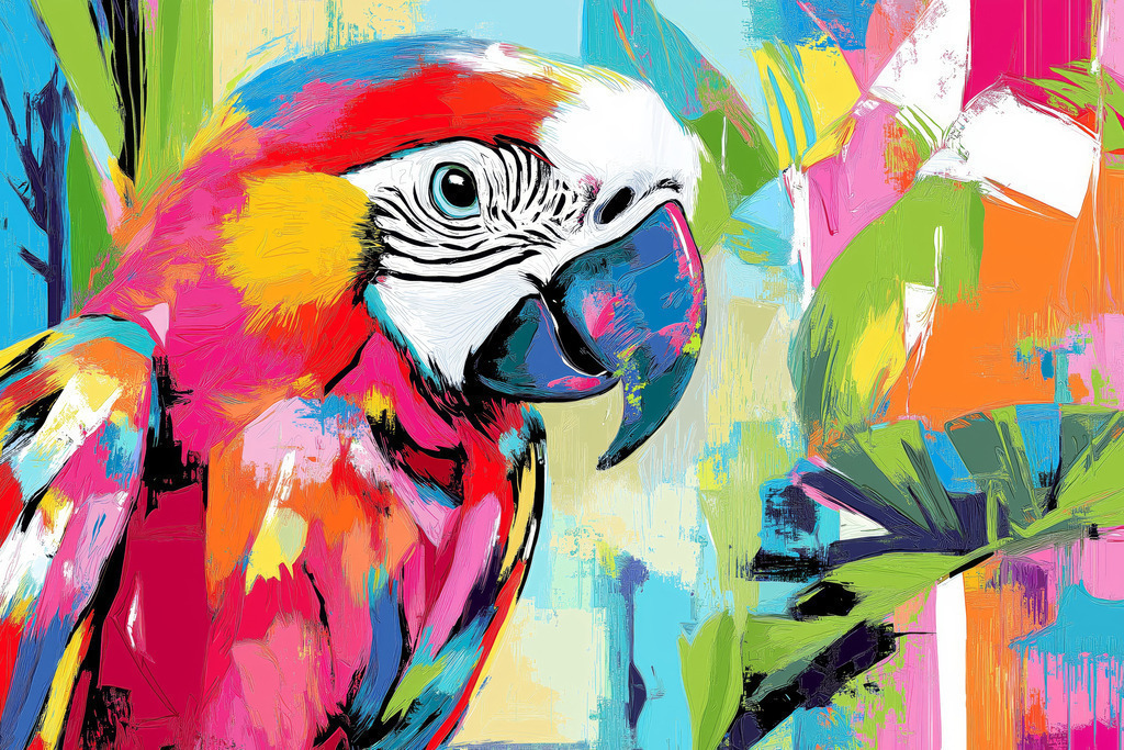 2503007- Papagei Gemälde | Bestellen Sie dieses Motiv als hochwertigen Kunstdruck auf Leinwand, hinter Acrylglas, auf Alu-Dibond und in anderen Ausführungen. 