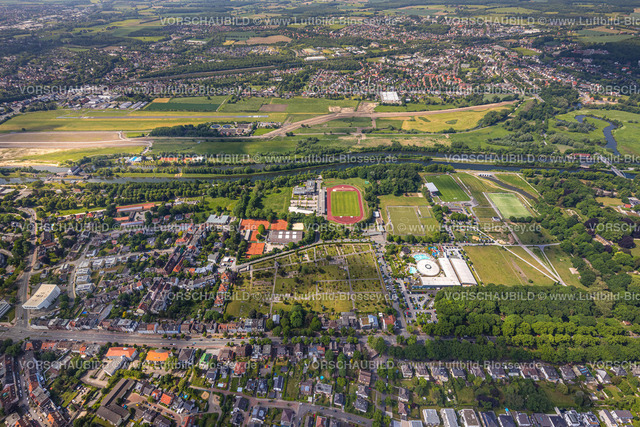 Hamm220504620 | Luftbild, Sportzentrum Ost mit Jahnstadion, Maximare Erlebnistherme Bad Hamm, Ostenfriedhof, Datteln-Hamm-Kanal und Fluss Lippe mit Blick zum Flugplatz Hamm, Mitte, Hamm, Ruhrgebiet, Nordrhein-Westfalen, Deutschland