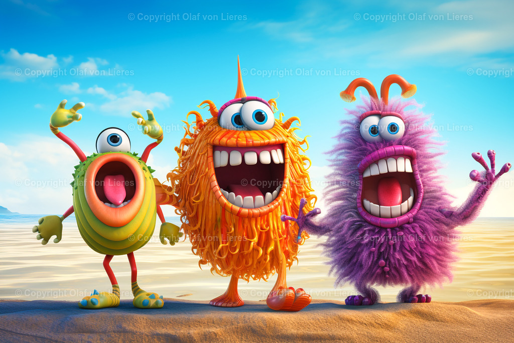 komische Monster | bunte fröhliche Monster