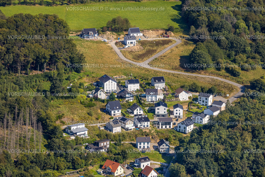 Ennepetal240814253 | Luftbild, Baustelle mit Neubau Wohngebiet Blumensiedlung Asternweg und Lupinenweg, Altenvoerde, Ennepetal, Ruhrgebiet, Nordrhein-Westfalen, Deutschland