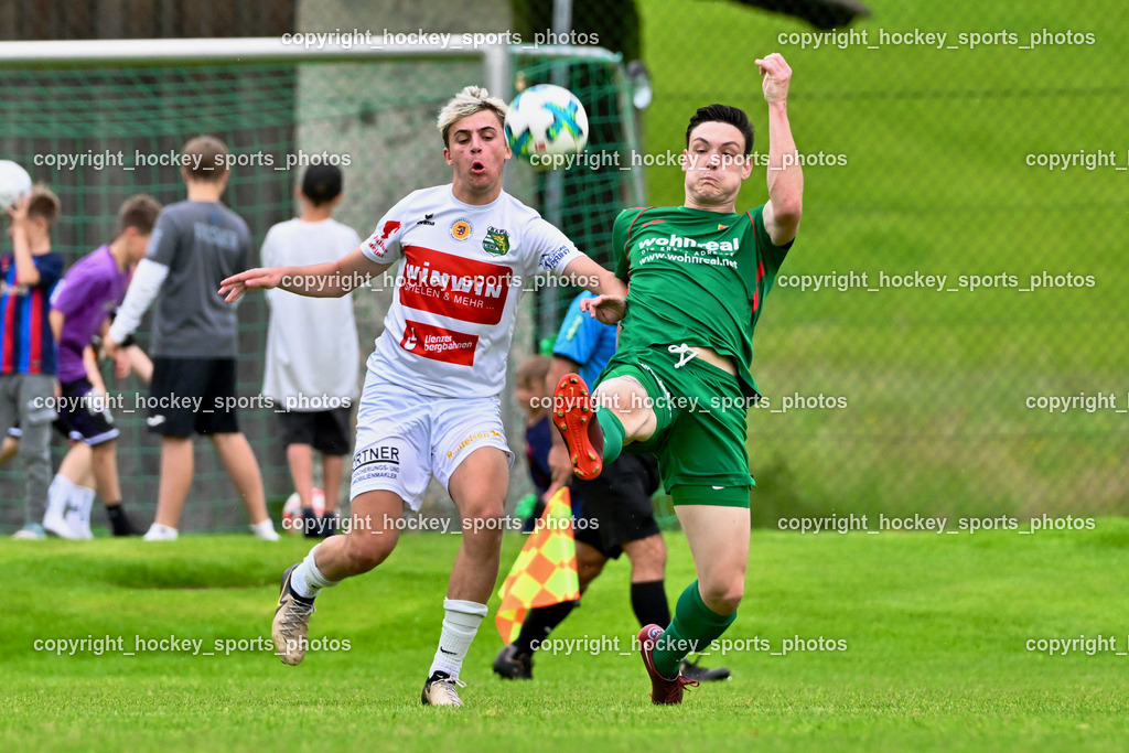 FC ASKÖ Gmünd vs. Rapid Lienz  | #16 Sandro Unterreiner Rapid Lienz, #19 Nico Payer ASKÖ Gmünd, FC ASKÖ Gmünd vs. Rapid Lienz , FC ASKÖ Gmünd vs. Rapid Lienz  am 02.06.2024 in Gmünd (Sportplatz Gmünd), Austria, (Photo by Bernd Stefan)