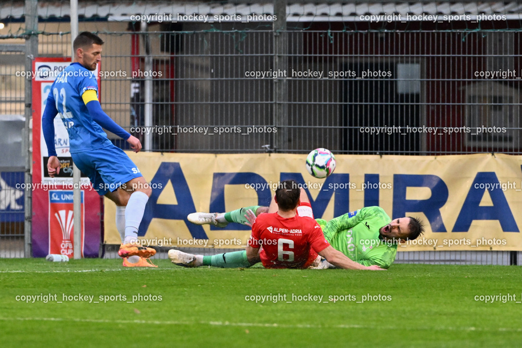 SAK vs. KAC 1909 | #22 Leo Ejup SAK, #6 Peter Pucker KAC, #1 Kristijan Kondic SAK, SAK vs. KAC 1909, SAK vs. KAC 1909 am 17.04.2025 in Klagenfurt (Sportpark Welzenegg), Austria, (Photo by Bernd Stefan)