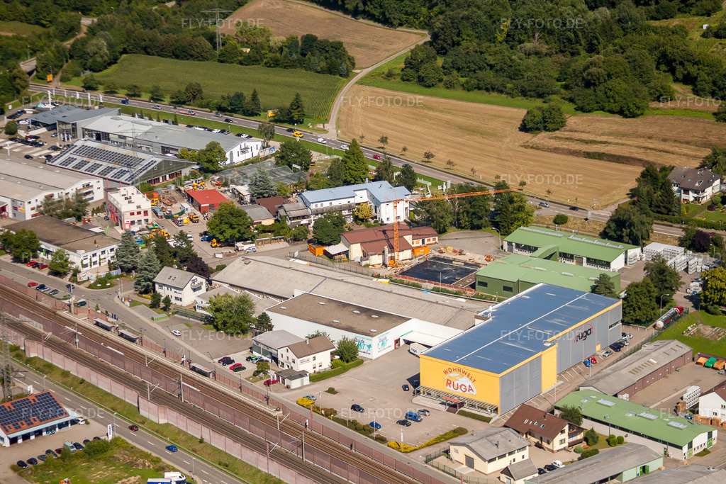 Luftbild: Industriestr in Sinzheim im Bundesland Baden-Württemberg in Deutschland. Foto: IMG_31263.jpg vom 09.08.2010 durch Werner Riehm/FLY-FOTO.de