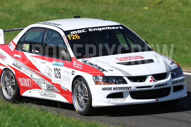 FIA European Hill Climb Championship – Rechberg 2026 | FIA European Hill Climb Championship at Rechberg, held from 24 to 26 April 2026 near Tulwitz, Styria, Austria. The image shows Andreas MUSSBACHER (AUT) Mitsubishi Lancer Evo 7.