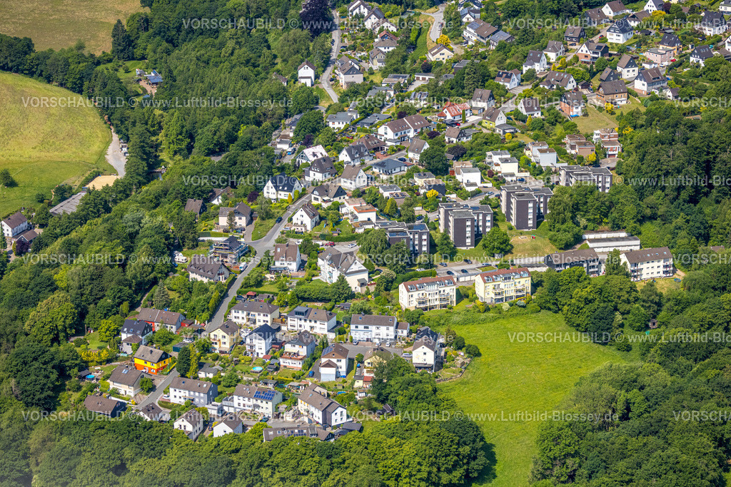 Velbert250600715Langenberg | Luftbild, Wohngebiet Hopscheiderberg, Einfamilienhäuser und Mehrfamilienhäuser, Oberbonsfeld, Velbert, Ruhrgebiet, Nordrhein-Westfalen, Deutschland