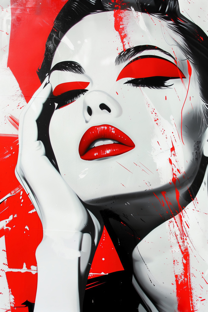 2406009 - Frau in rot | Ein Porträt einer Frau in schwarzweiß und rot.