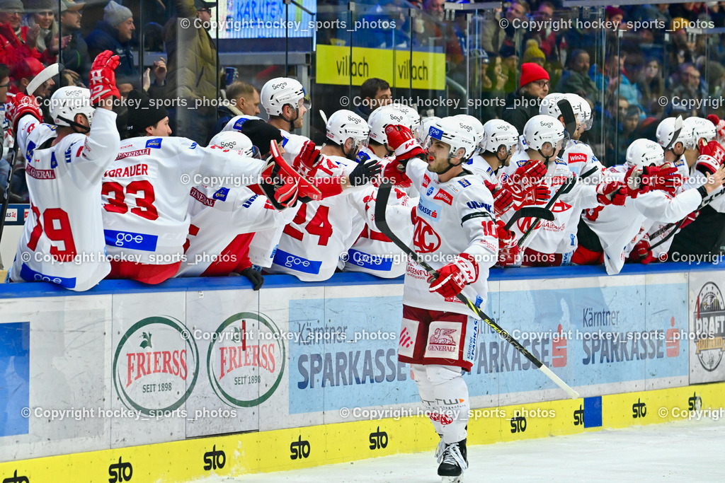 EC IDM Wärmepumpen VSV vs. EC KAC 20.12.2022 | Spielerbank EC KAC Jubel Mannschaft, #10 Vallant Thomas