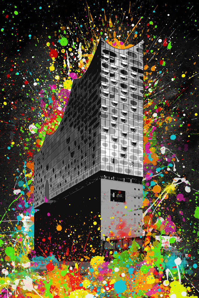 10250106 - Elbphilharmonie Splash | Modernes Elbphilharmonie Motiv im Popart Look.