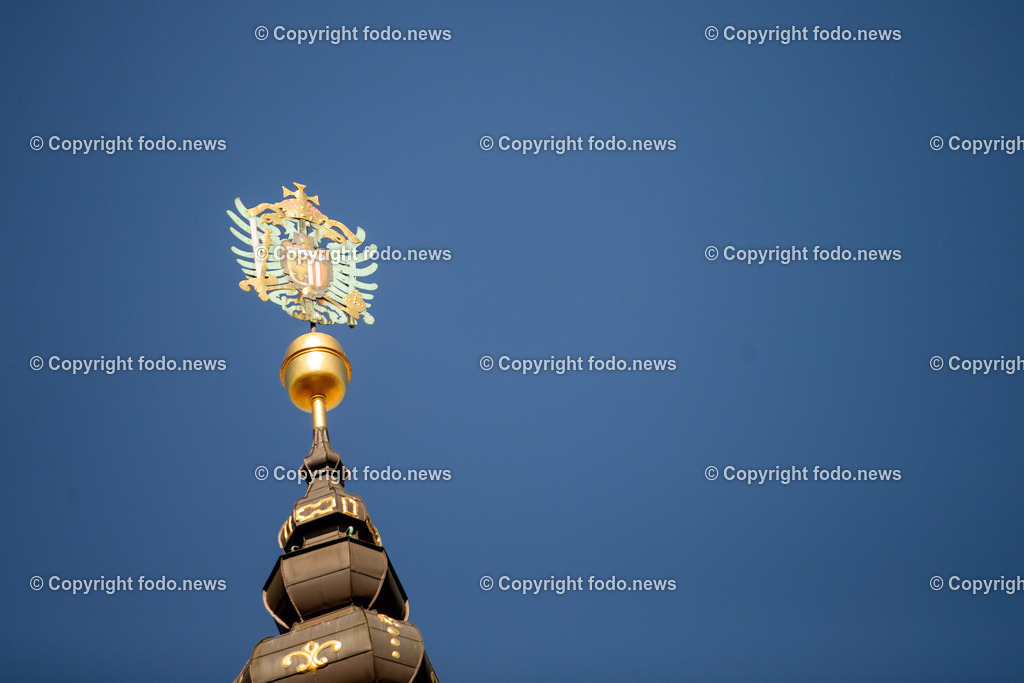 Landhaus Linz_ Promenade_ Landtagssitzung_ 03.04.2025-33 | 03.04.2025, Landhaus Linz AUT, Promenade, Landtagssitzung, im Bild Gibelsymbol am Landhausturm, Wappen Land Oberoesterreich