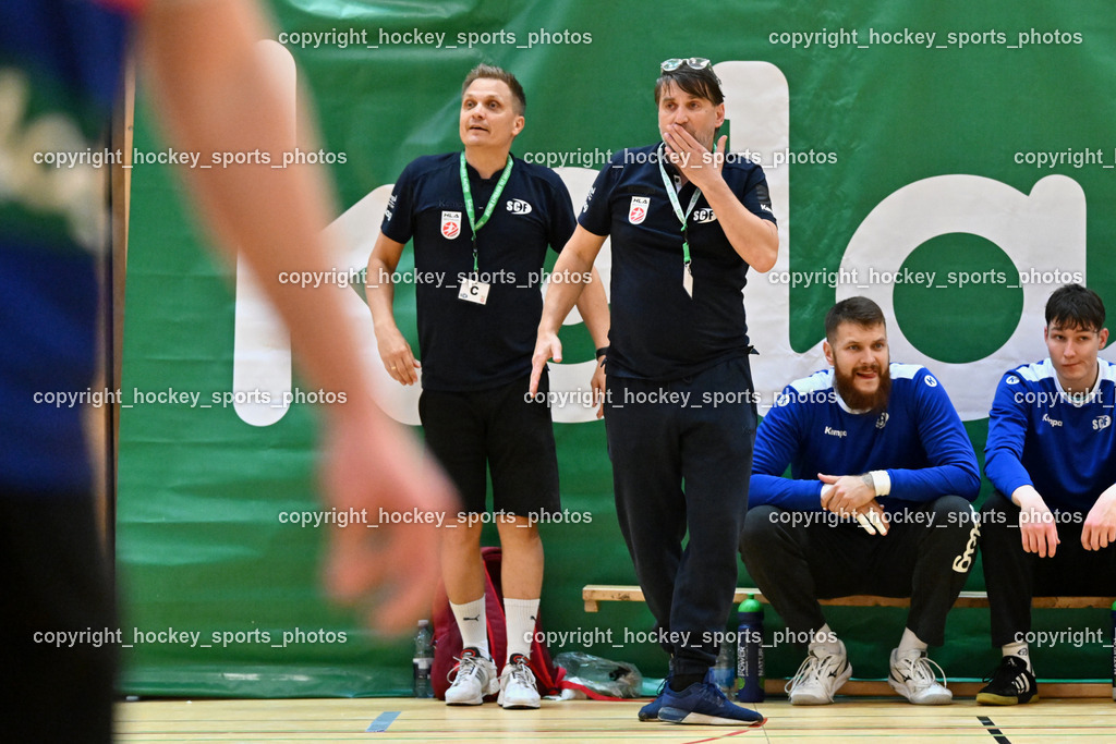 SC Ferlach vs. UHK Krems | Betreuer SC Ferlach Hoezl Christoph, Headcoach SC Ferlach BEGUS Robert, #96 KONECNY Micha Martin SC Ferlach, #92 KELICH Jakob SC Ferlach, SC Ferlach vs. UHK Krems, SC Ferlach vs. UHK Krems am 02.05.2026 in Ferlach (Ballspielhalle Ferlach), Austria, (Photo by Bernd Stefan)