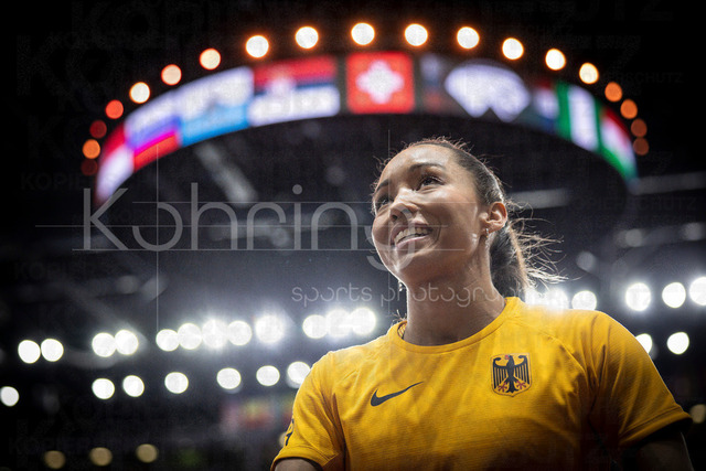 World Athletics Indoor Championships Kujawy Pomorze 26, 22.03.2026 | TORUN, POLAND - MARCH 22:   Jaqueline OTCHERE (GER) during the warm-up of the women’s pole vault during the World Athletics Indoor Championships Kujawy Pomorze 26 on day 3 / session 2 at Kujawsko-Pomorska Arena Torun on March 22, 2026 in Torun, Poland. 