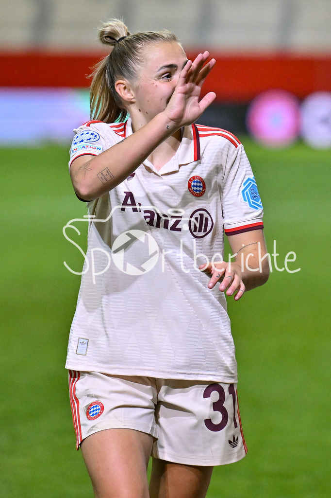 FC Bayern München Frauen - Arsenal London Frauen | im Bild Gerogia STANWAY (FCB #31) / Freisteller / Einzelfoto / UEFA Womens Champions League: FC Bayern München Frauen - Arsenal London Frauen, FC Bayern Campus am 09.10.2024