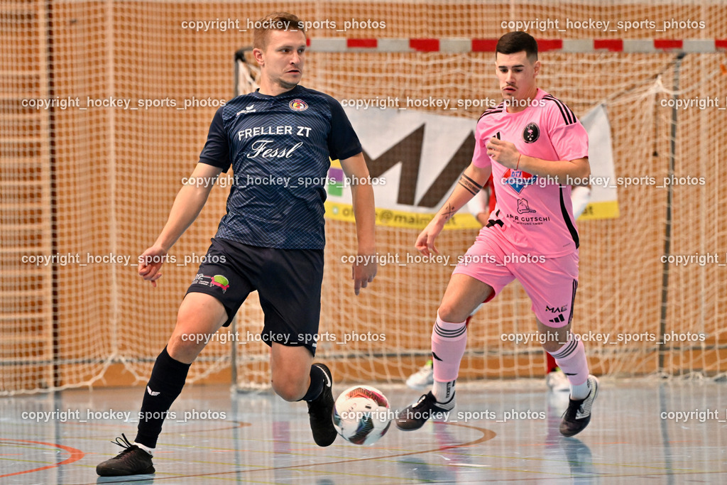 Carinthia Flamengo Futsal Club vs. LPSV-K | #6 Senad Huseinbasic LPSV-K, #72 Armin Kahvedzic Carinthia Flamengo, Carinthia Flamengo Futsal Club vs. LPSV-K, Carinthia Flamengo Futsal Club vs. LPSV-K am 03.11.2024 in Klagenfurt (Ballspielhalle Viktring), Austria, (Photo by Bernd Stefan)