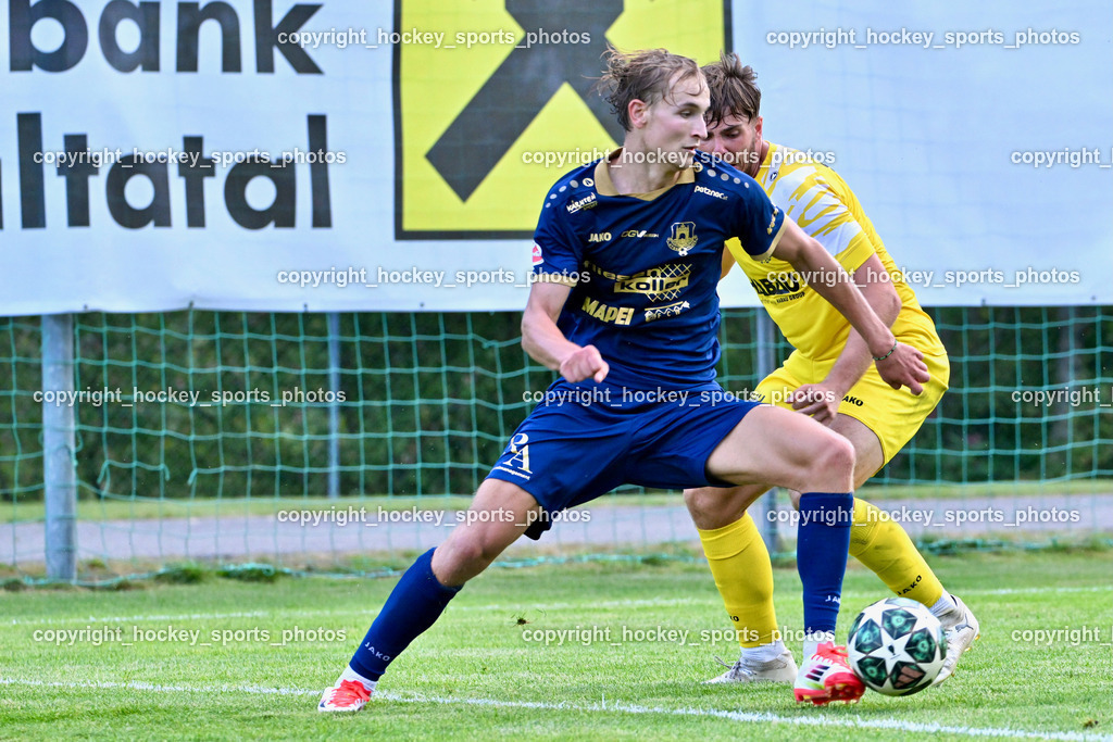 SV Malta vs. ATUS Velden | #3 Marlon Louis Winter ATUS Velden, #15 David Luca Schretter SV Malta, SV Malta vs. ATUS Velden, SV Malta vs. ATUS Velden am 19.08.2025 in Malta (Sportplatz Malta), Austria, (Photo by Bernd Stefan)