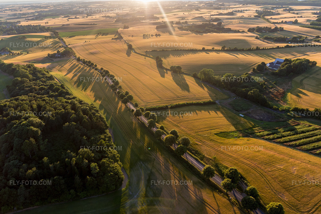 Aerial view: View of the town in Borre in the state Zealand, Denmark. – Photo: IMG_108708.jpg taken on 07/04/2018 by Werner Riehm/FLY-FOTO.com – Resolution of the original: 5111 x 3407 px