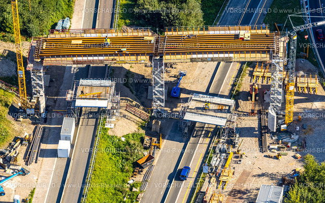 Sprockhoevel240811363Hasslinghausen | Luftbild, Neubau der Brücke Eichenhofer Weg an der Autobahn 1 und A43, Halloh, Sprockhövel, Ruhrgebiet, Nordrhein-Westfalen, Deutschland