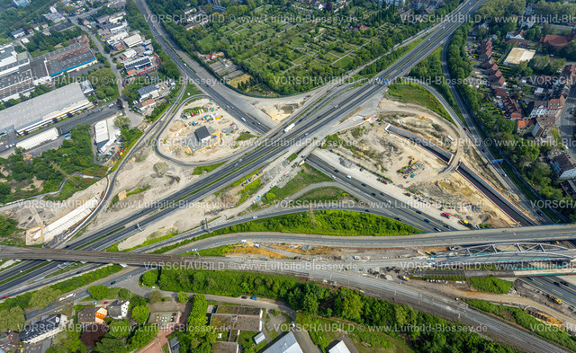 Herne240500309 | Luftbild, Autobahnkreuz Herne Großbaustelle mit Tunnel Neubau, Autobahn A43 und Autobahn A42, Baukau-West, Herne, Ruhrgebiet, Nordrhein-Westfalen, Deutschland