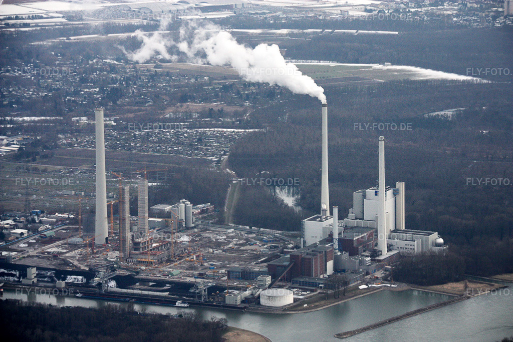 Luftbild: Rheinhafen-Dampfkraftwerk im Ortsteil Daxlanden in Karlsruhe im Bundesland Baden-Württemberg in Deutschland. Foto: IMG_16963.jpg vom 15.02.2009 durch Werner Riehm/FLY-FOTO.de