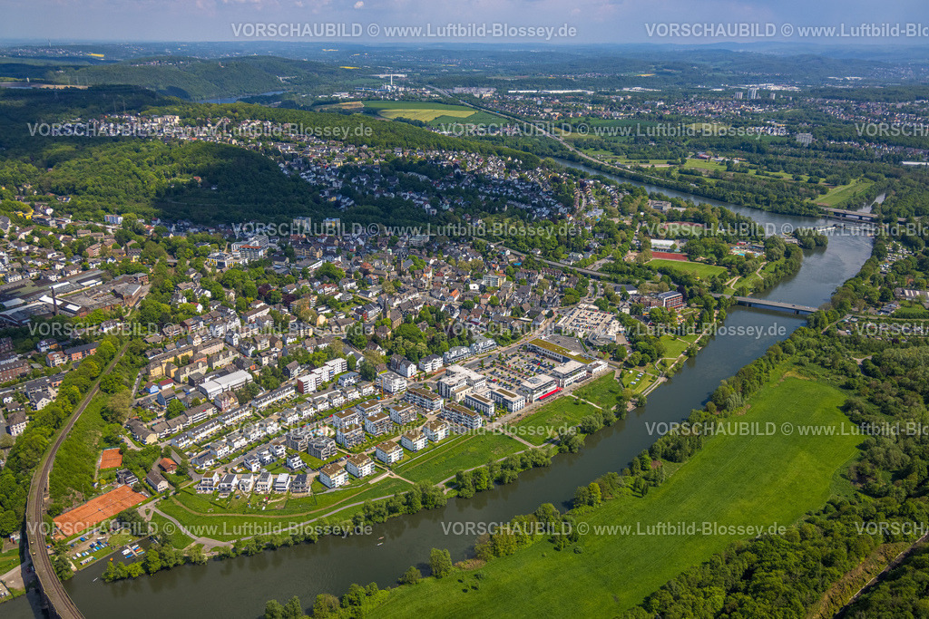 Herdecke230502643 | Luftbild, Ortsansicht mit Quartier Ruhr-Aue, Fluss Ruhr, Ruhrpromenade, Herdecke, Ruhrgebiet, Nordrhein-Westfalen, Deutschland