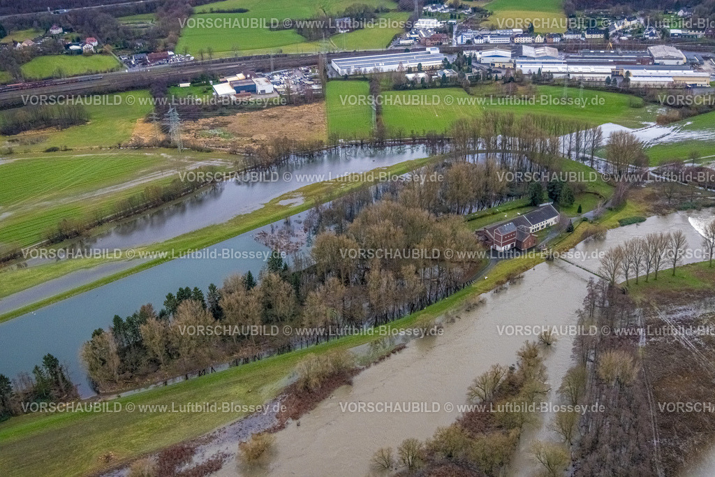 Wetter231201697Ruhr | Luftbild, Ruhrhochwasser, Weihnachtshochwasser 2023, starke Regenfälle,  , Wetter, Ruhrgebiet, Nordrhein-Westfalen, Deutschland