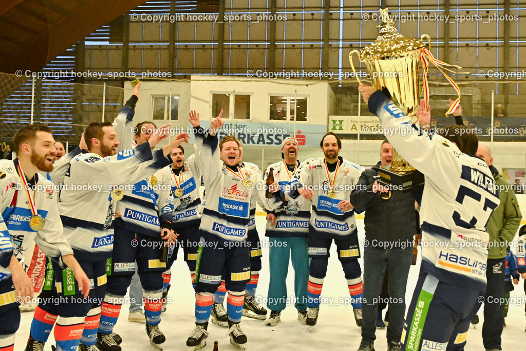 ESC Sparkasse Steindorf Meister 2025/26 | ESC Steindorf Mannschaft, #57 Wilfan Franz ESC Steindorf, ESC Sparkasse Steindorf Meister 2025/26, ESC Sparkasse Steindorf Meister 2025/26 am 08.03.2026 in Althofen (Stadthalle Althofen), Austria, (Photo by Bernd Stefan)