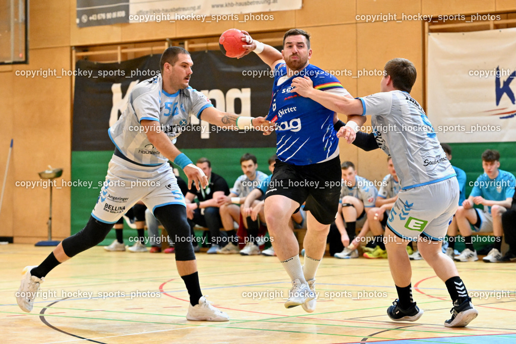 SC Ferlach vs. HSG Xentis Lipizzanerheimat | #56 Beciri Kristian HSG Xentis Lipizzanerheimat, #6 Nosan Blaz SC Ferlach, #5 GOLLNER Alexander HSG Xentis Lipizzanerheimat, SC Ferlach vs. HSG Xentis Lipizzanerheimat, SC Ferlach vs. HSG Xentis Lipizzanerheimat am 03.05.2025 in Ferlach (Ballspielhalle Ferlach), Austria, (Photo by Bernd Stefan)