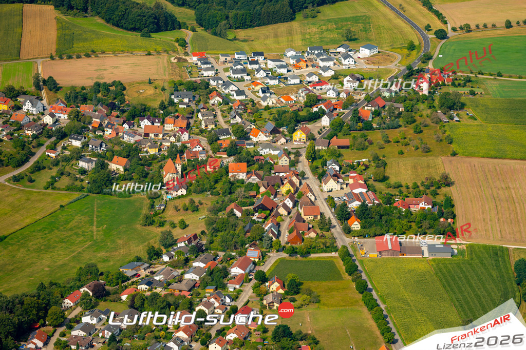 Das Luftbild zeigt : Mariäkappel Kreßberg - Die Luftaufnahme wurde 2024 vom UL-Flugzeug aus erstellt ( keine Drohne ) - Hochauflösende Luftaufnahme - Für grossformatige Ausdrucke geeignet. Die Geschenkidee !Mit Lizenz und Bildrechte bestellbar
