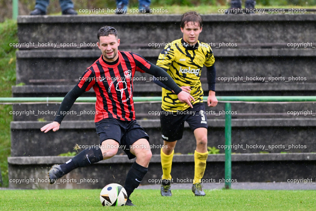 FC Faakersee vs. FC-WR Nussdorf Debant | #12 Simon Moser FCWR Nussdorf Debant, #5 Cajetan Maria Thaddäus Kolig FC Faakersee, FC Faakersee vs. FC-WR Nussdorf Debant, FC Faakersee vs. FC-WR Nussdorf Debant am 28.09.2024 in Finkenstein (Sportplatz Faakersee), Austria, (Photo by Bernd Stefan)