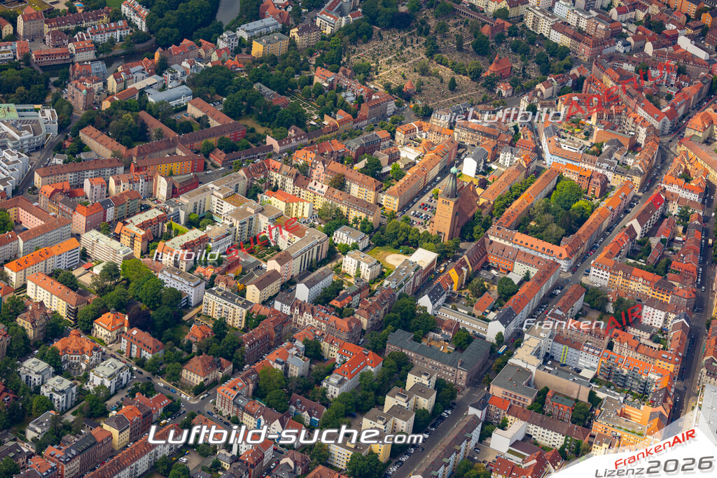 aktuelles Luftbild von  St-johannis-nuernberg - Luftaufnahme wurde 2019 von https://frankenair.de mittels Flugzeug (keine Drohne) erstellt.