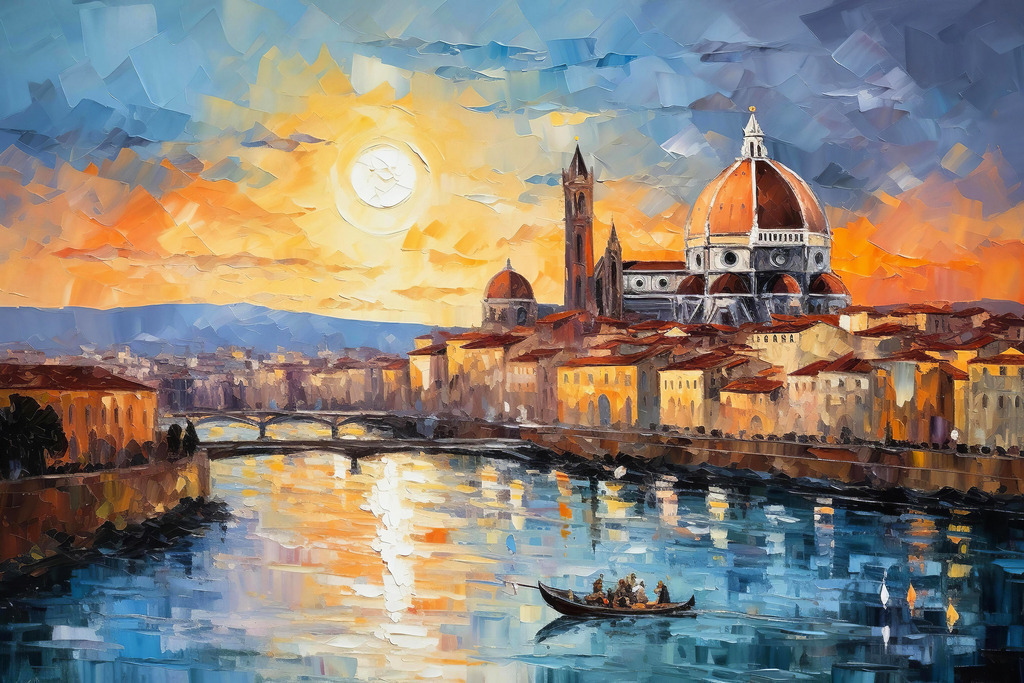 2312022 - Florenz | Wunderschöner Blick auf Florenz im Stil eines Gemäldes.