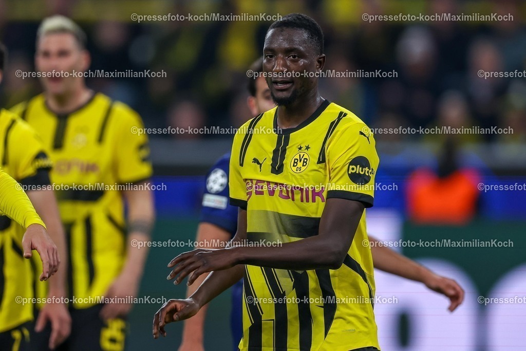 UCL1504251185 | 15.04.2025, Fußball, UEFA Champions League, Borussia Dortmund - FC Barcelona, BVB Stadion, Viertelfinale, Saison 2024 2025: Serhou Guirassy (BVB #9) gestikRegulations prohibit any use of photographs as image sequences and or quasi-video.