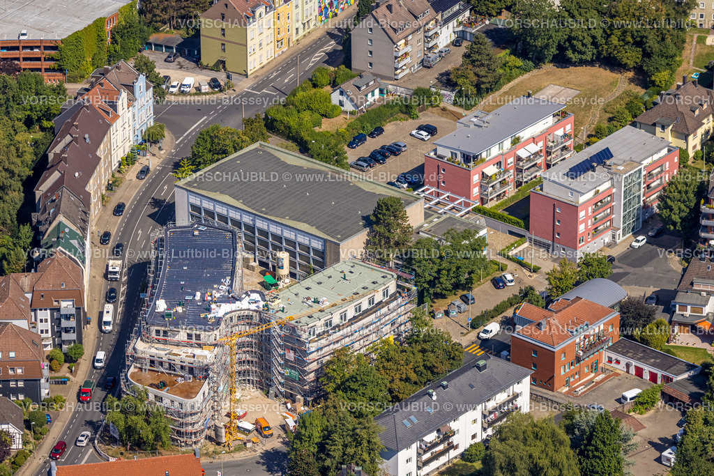 Hattingen220807843 | Luftbild, Projekt ZuHause1, Baustelle mit Neubau Seniorenresidenz, Schulstraße Ecke Talstraße, Hattingen, Ruhrgebiet, Nordrhein-Westfalen, Deutschland