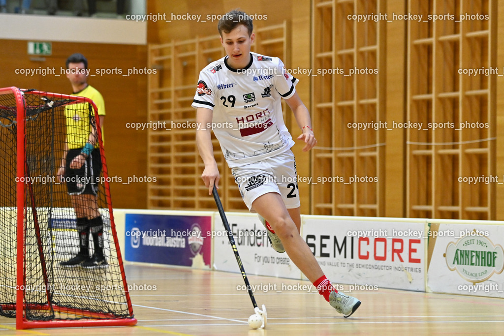 VSV Unihockey vs. KAC Floorball | #29 Sebastian Flaschberger KAC Floorball, VSV Unihockey vs. KAC Floorball, VSV Unihockey vs. KAC Floorball am 28.03.2026 in Villach (Ballspielhalle St. Martin), Austria, (Photo by Bernd Stefan)